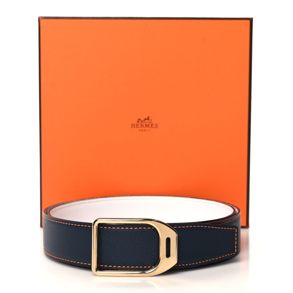 Epsom Belt 38mm 90 36 Bleu Indigo White Orange