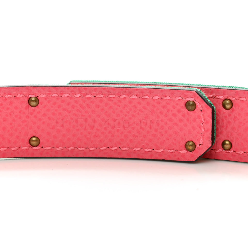 Toile Officier Epsom Kelly Belt Menthe Rose Azalee