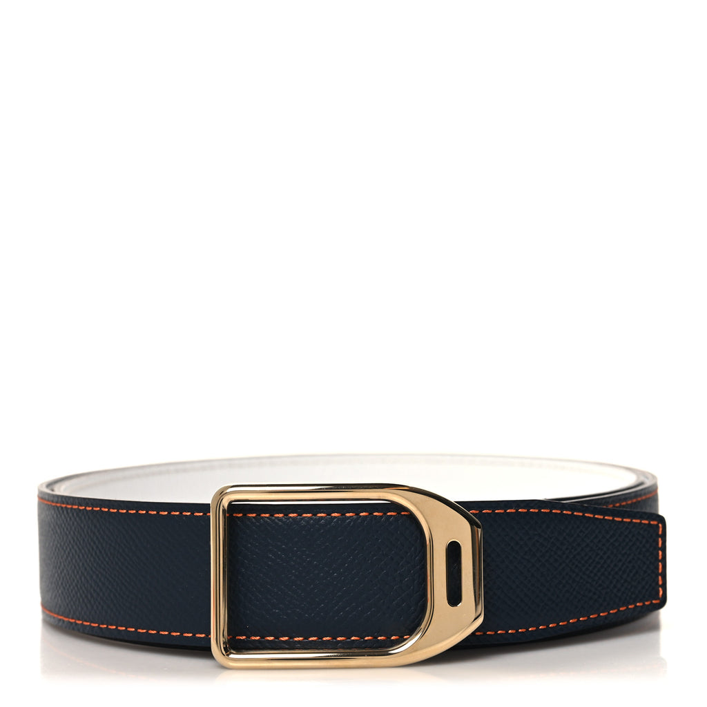 Epsom Belt 38mm 90 36 Bleu Indigo White Orange