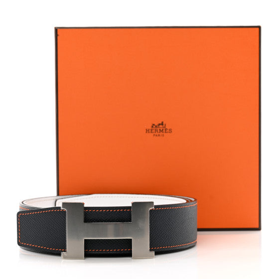 Epsom 38mm H Belt 110 Bleu Indigo White Orange