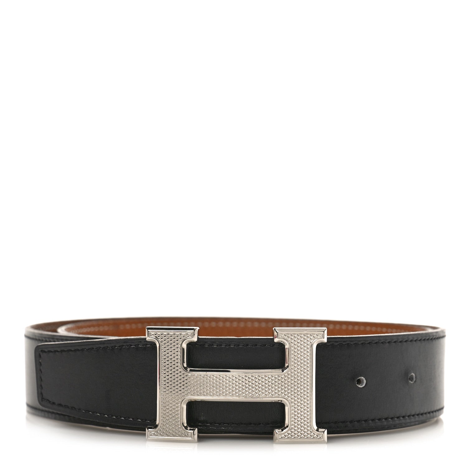 Box Togo Guilloche H Belt 85 34 Black Gold