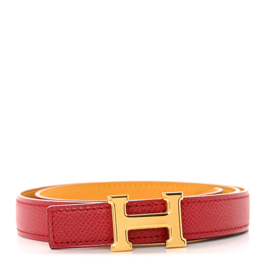 Epsom 24mm Mini H Belt 65 Rouge Vif Jaune