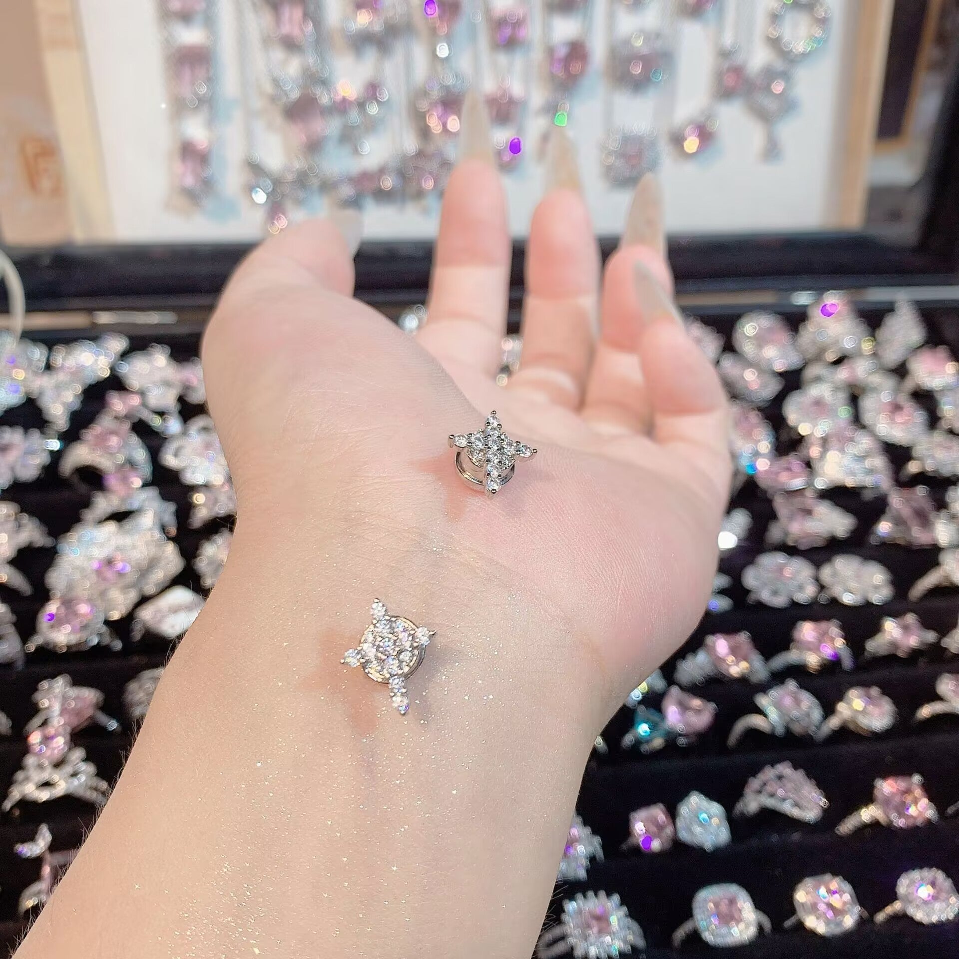 FENG SHUI - 33 Bright zircon cherry blossom pink diamond ring for women