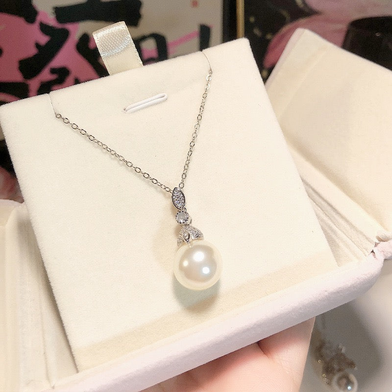 FENGSHUI - 37 Explosive diamond set natural pearl ring superior feeling shell beads，High order bright zircon necklace earrings
