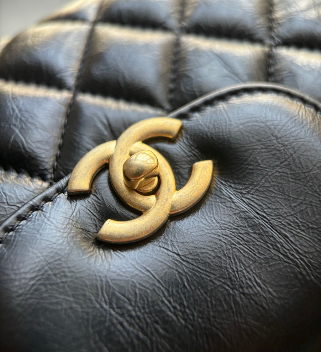 CHANEL-25C kelly with handle golden/sliver