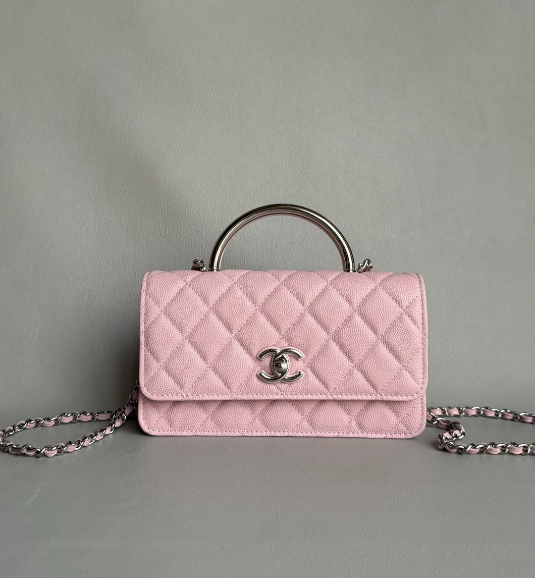 CHANEL-25PFaux Crocodile Wallet golden/sliver