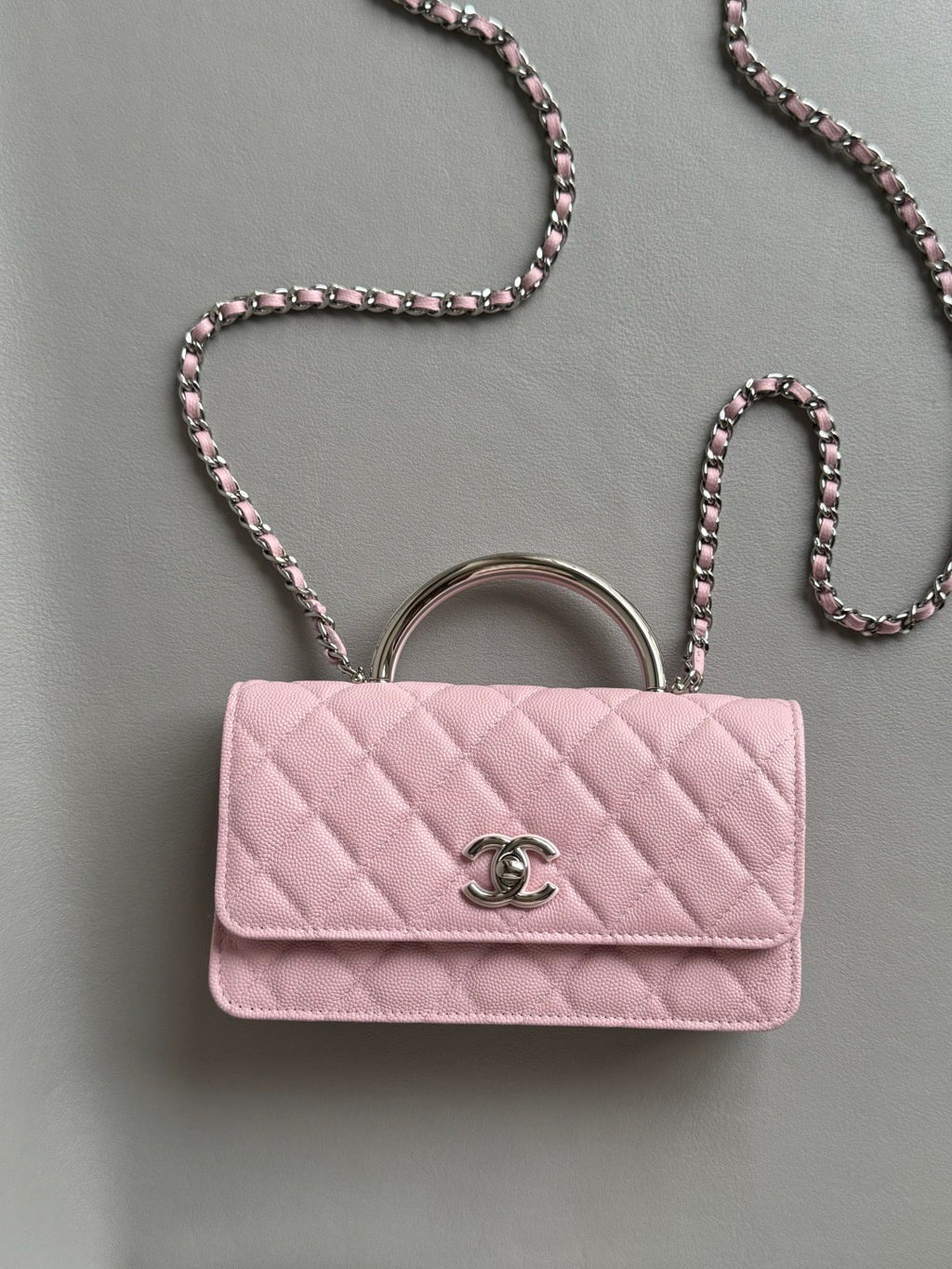 CHANEL-25PFaux Crocodile Wallet golden/sliver