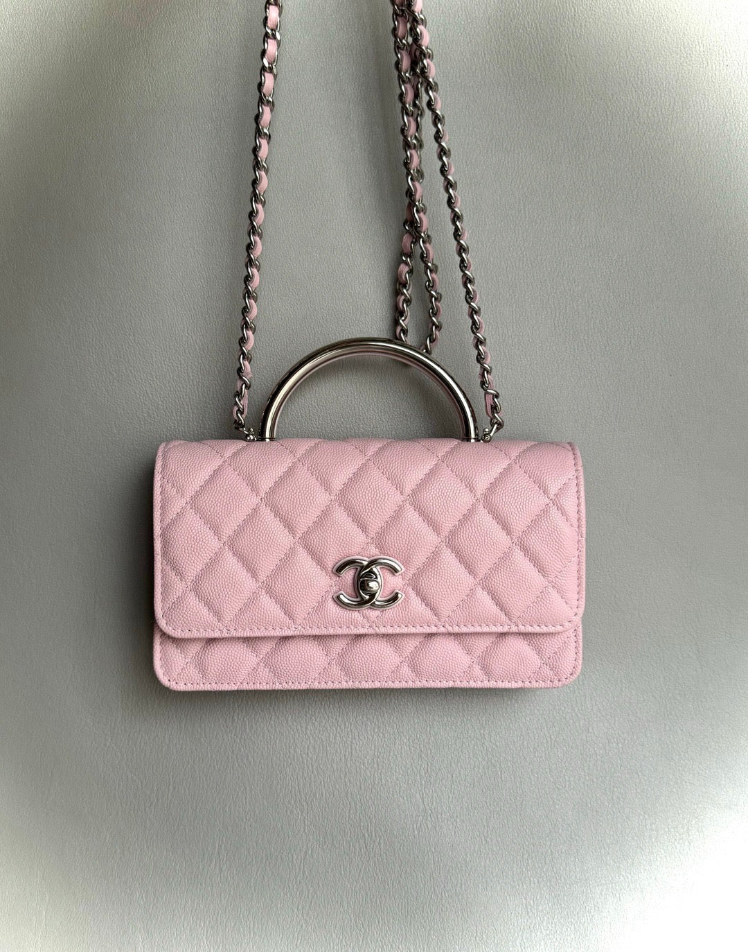 CHANEL-25PFaux Crocodile Wallet golden/sliver