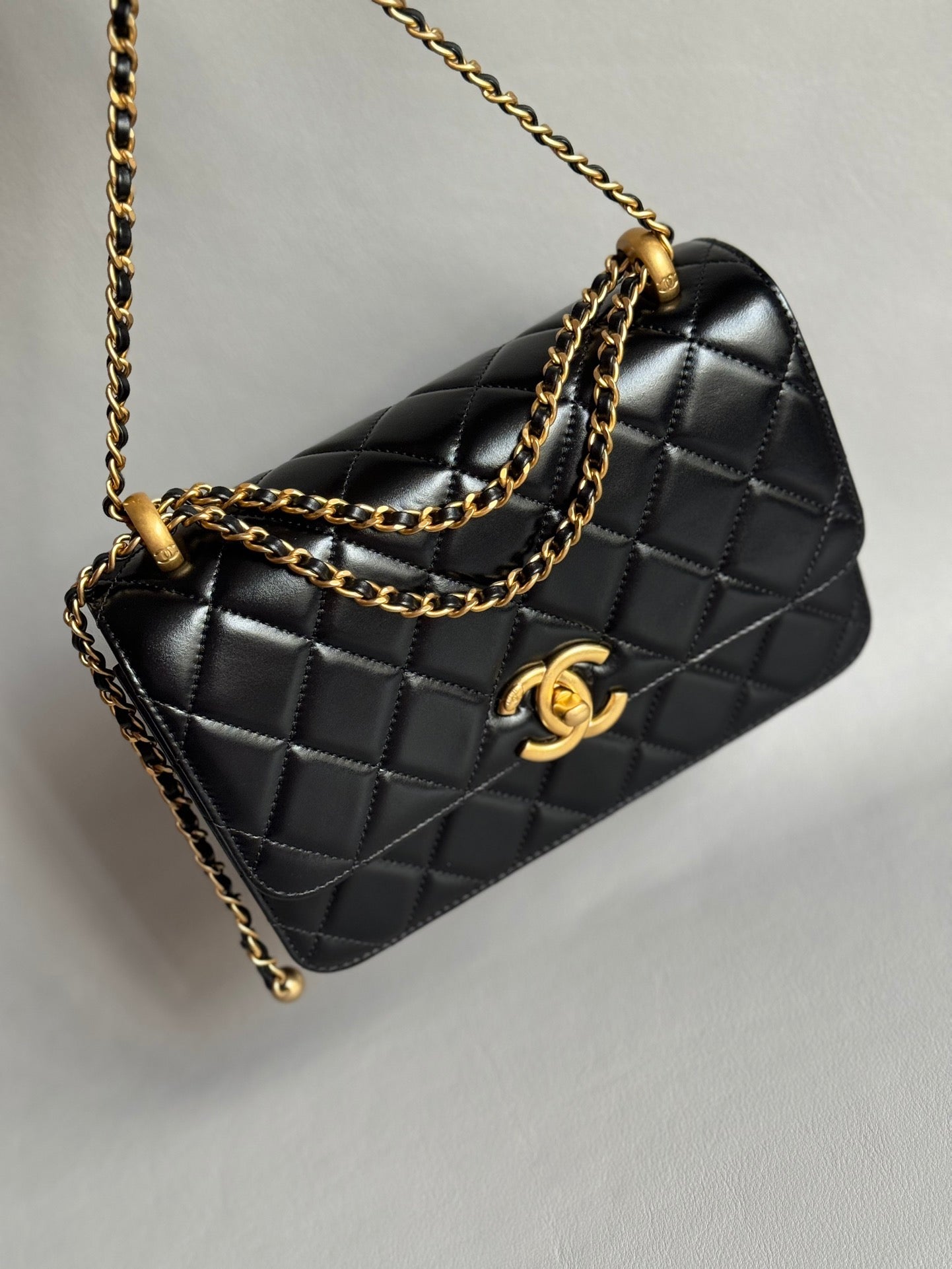 CHANEL-25S  Double Flap golden/sliver