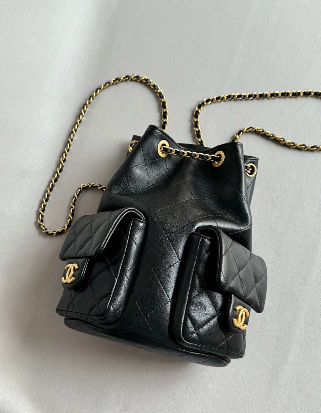 CHANEL-25C backpack golden/sliver