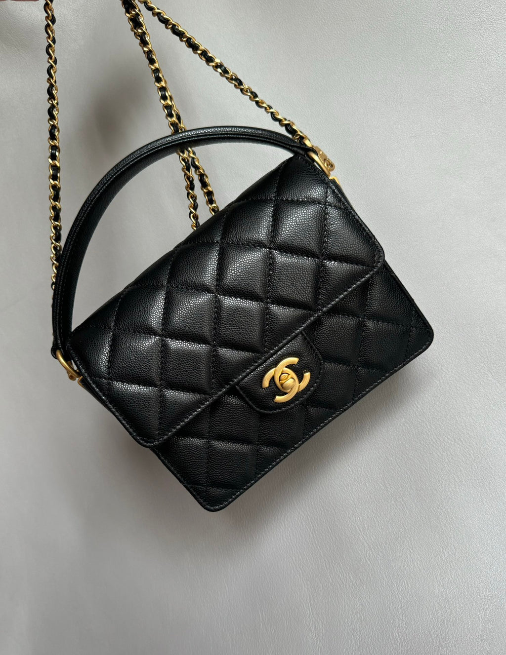 CHANEL-24K Handheld Flap bag golden/sliver