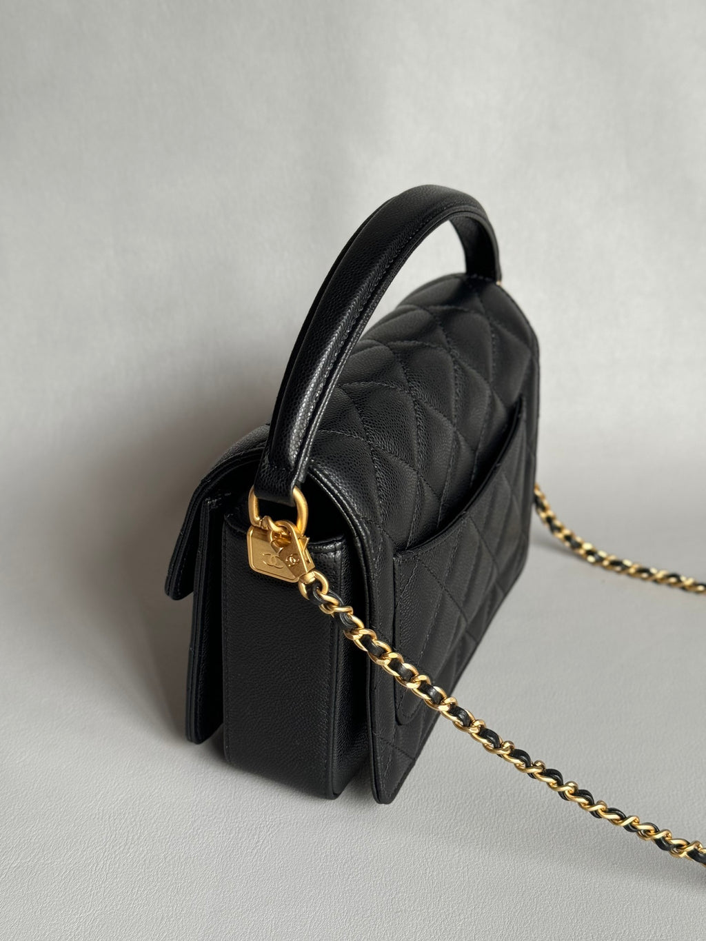 CHANEL-24K Handheld Flap bag golden/sliver