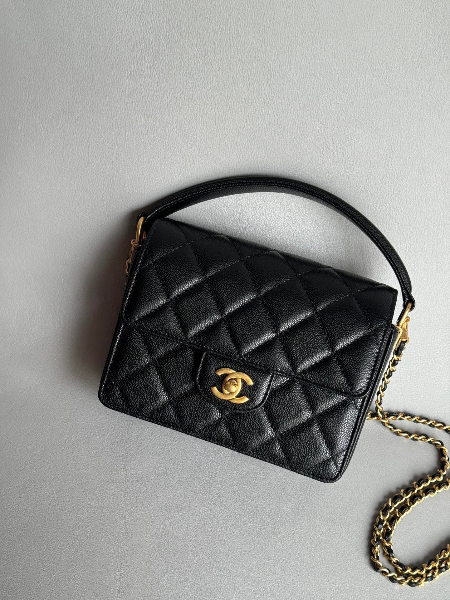 CHANEL-24K Handheld Flap bag golden/sliver