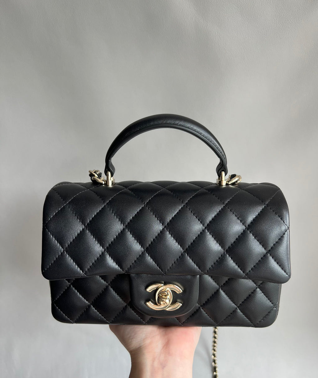 CHANEL-25B CF Handle mini bag golden/sliver