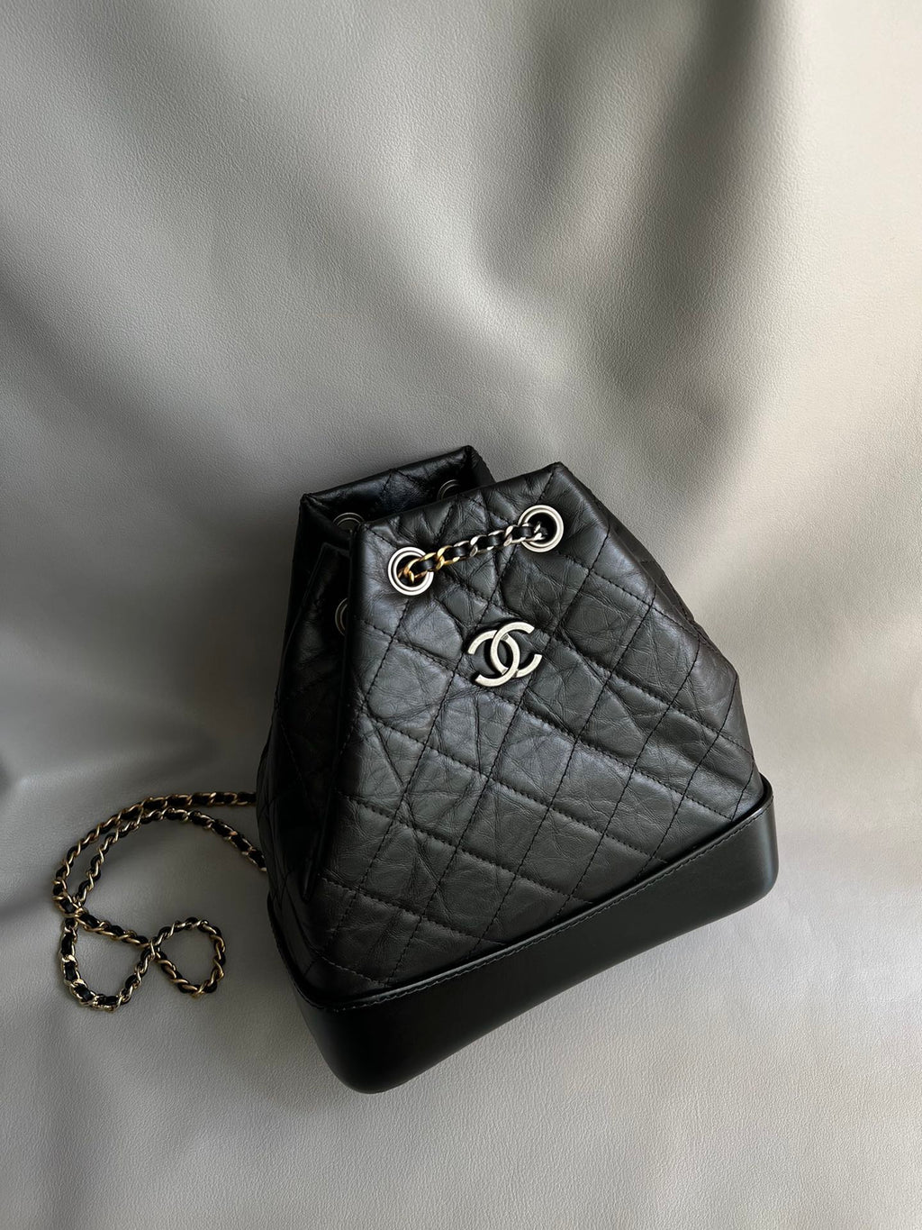 CHANEL-24P Gabrielle backpack bag golden/sliver