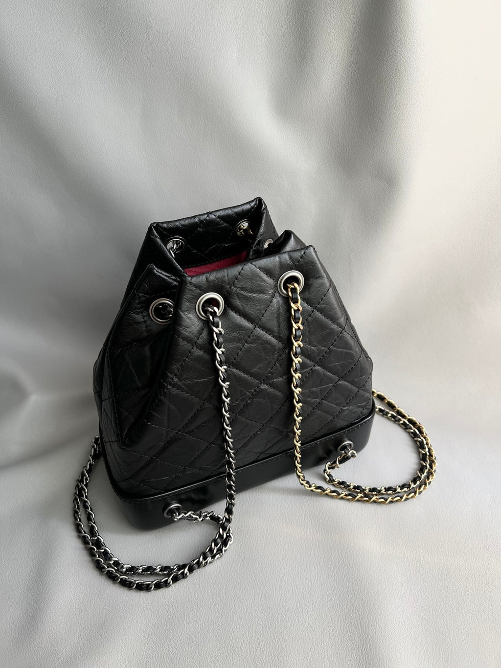 CHANEL-24P Gabrielle backpack bag golden/sliver