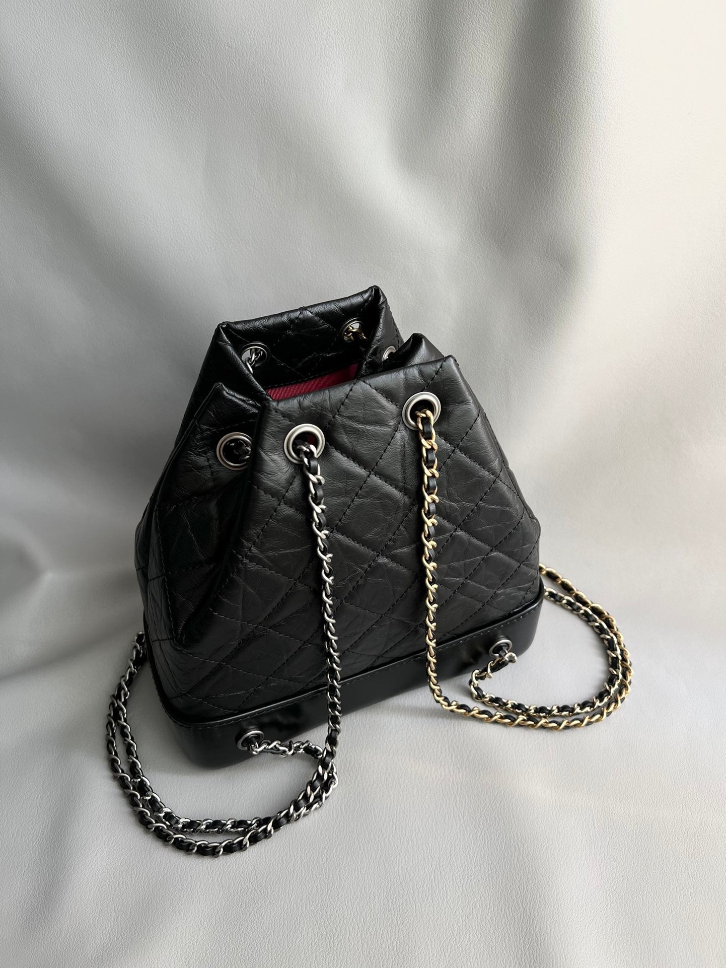 CHANEL-24P Gabrielle backpack bag golden/sliver