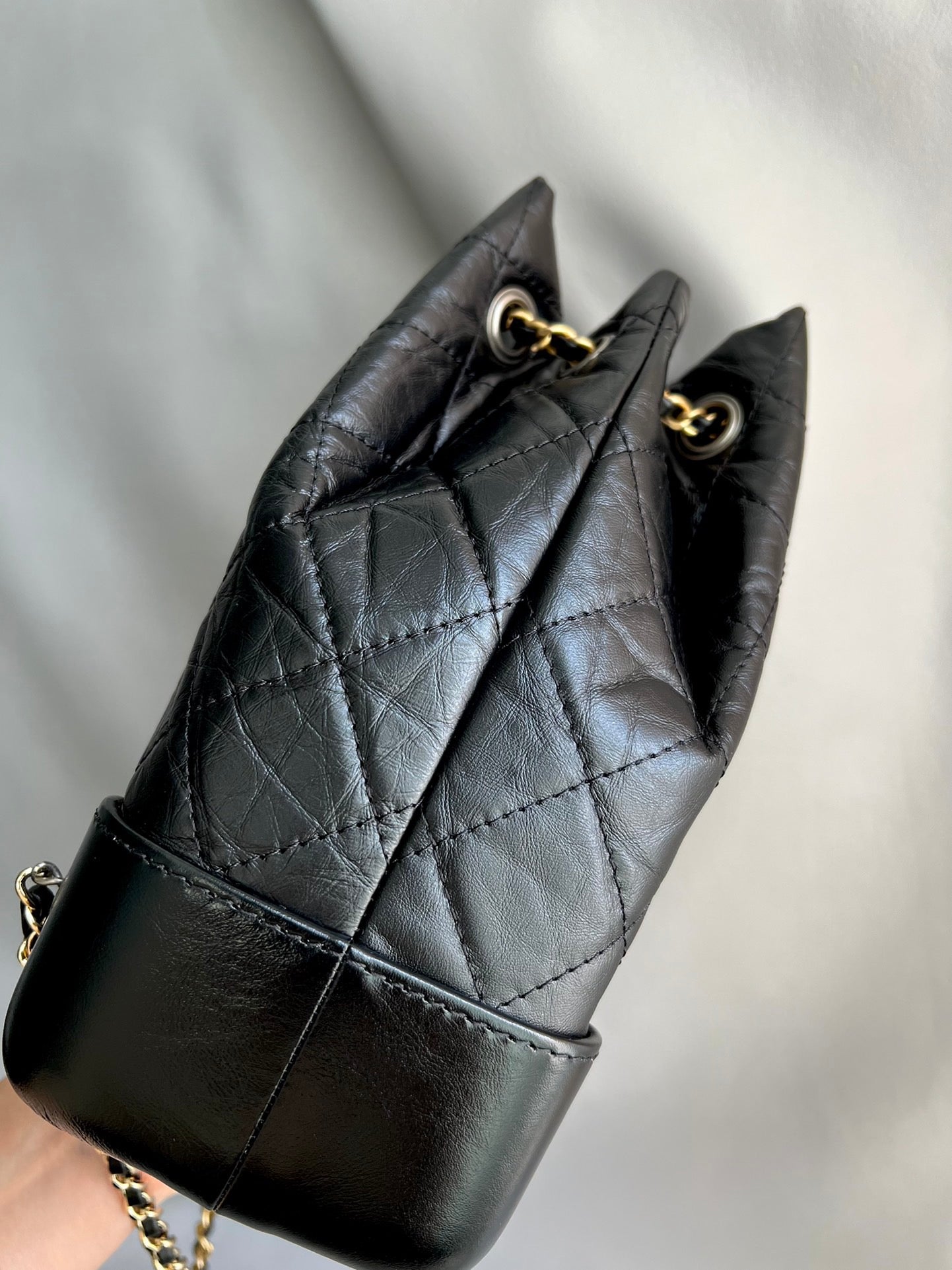 CHANEL-24P Gabrielle backpack bag golden/sliver