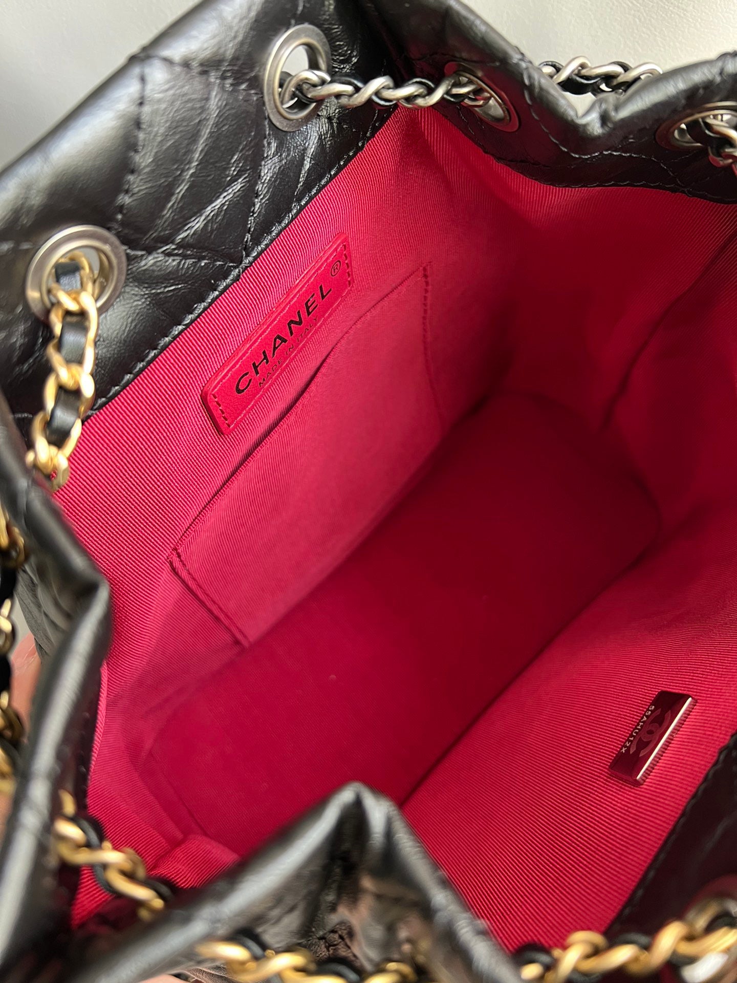 CHANEL-24P Gabrielle backpack bag golden/sliver