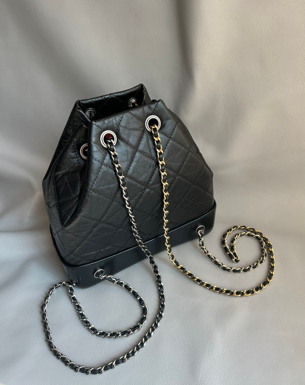 CHANEL-24P Gabrielle backpack bag golden/sliver