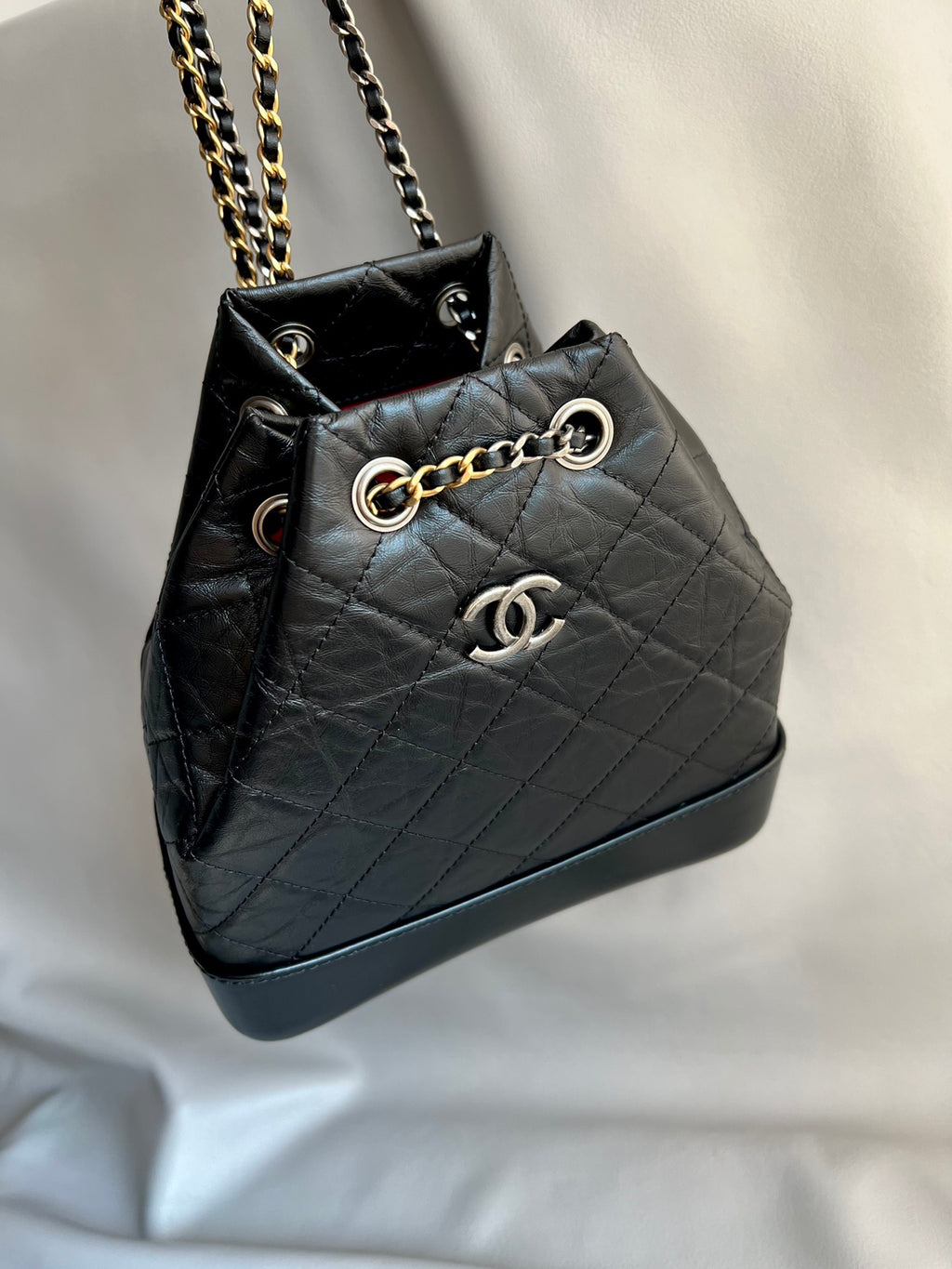 CHANEL-24P Gabrielle backpack bag golden/sliver