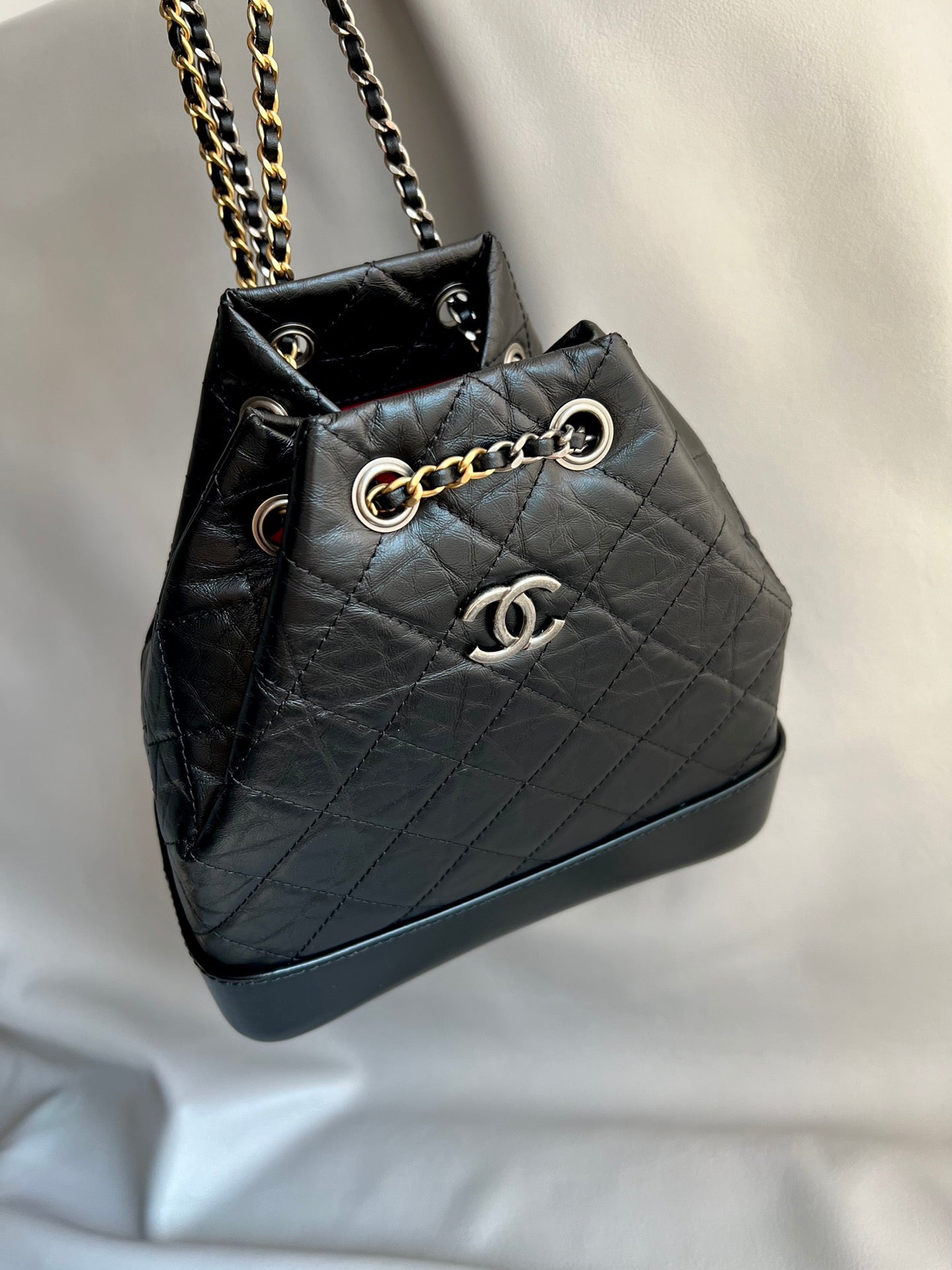CHANEL-24P Gabrielle backpack bag golden/sliver