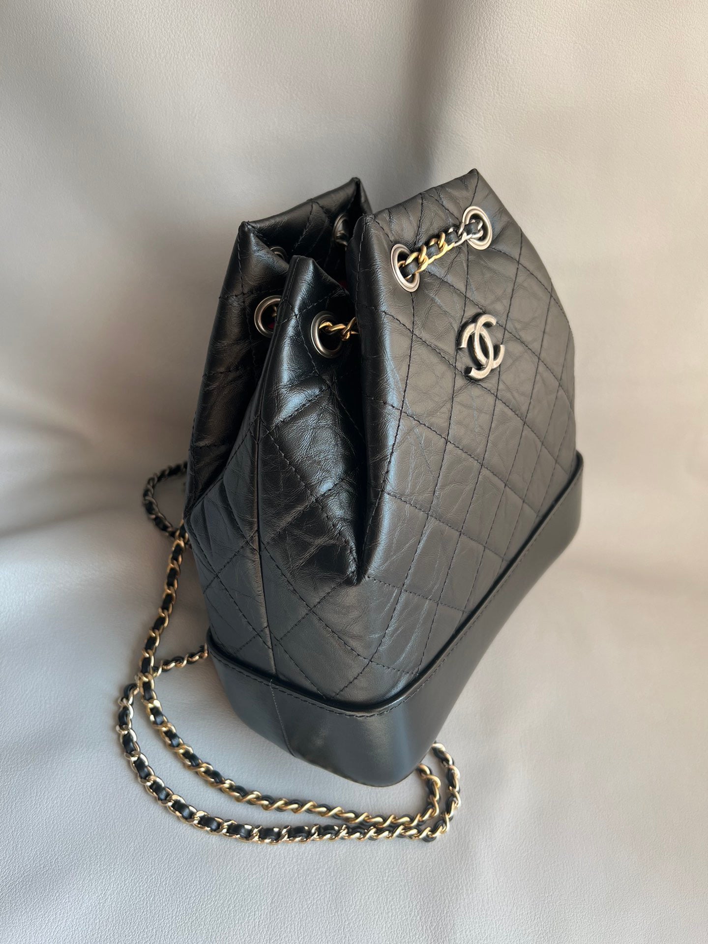 CHANEL-24P Gabrielle backpack bag golden/sliver