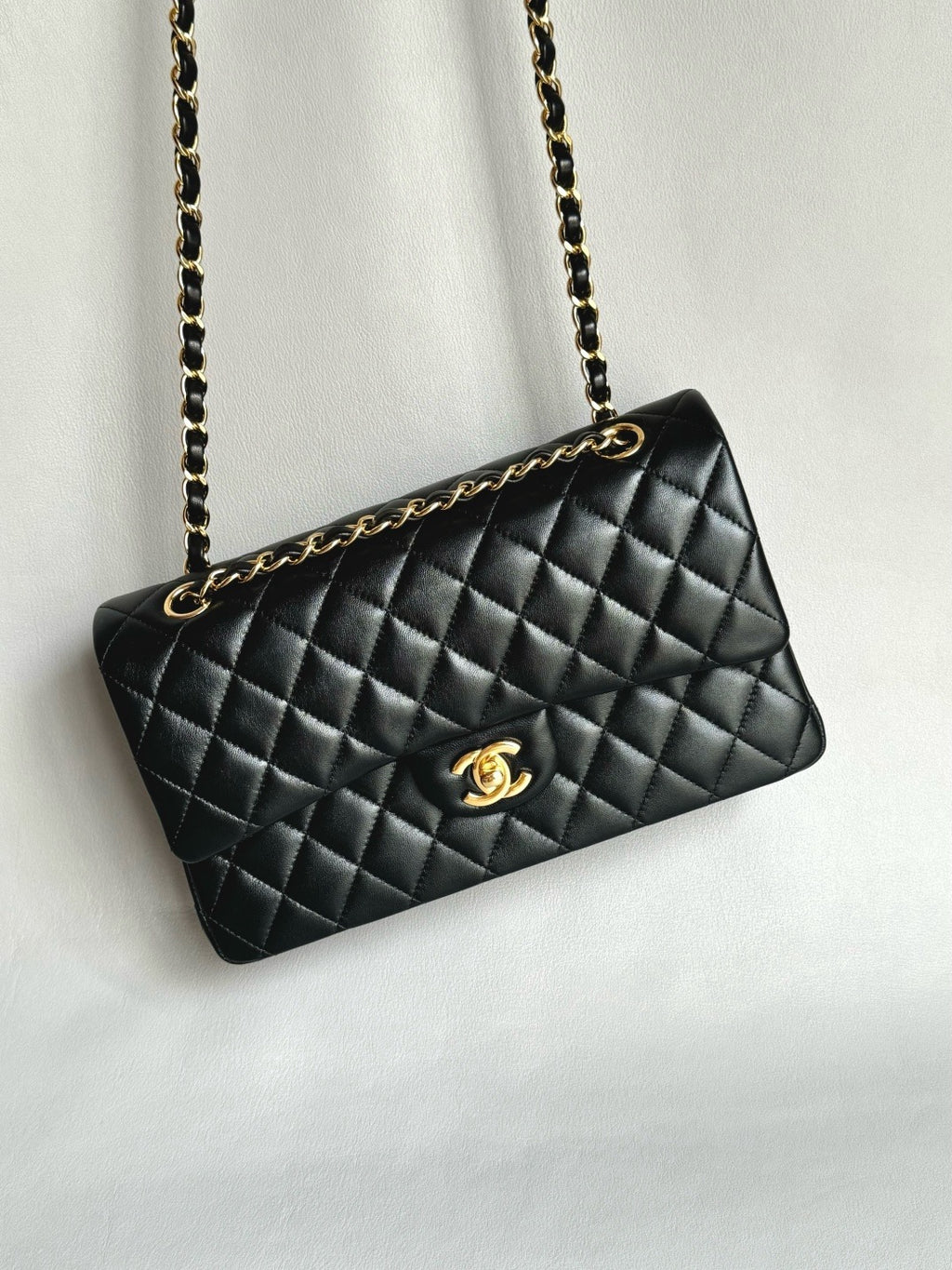 CHANEL- Classic Flag bag golden/sliver