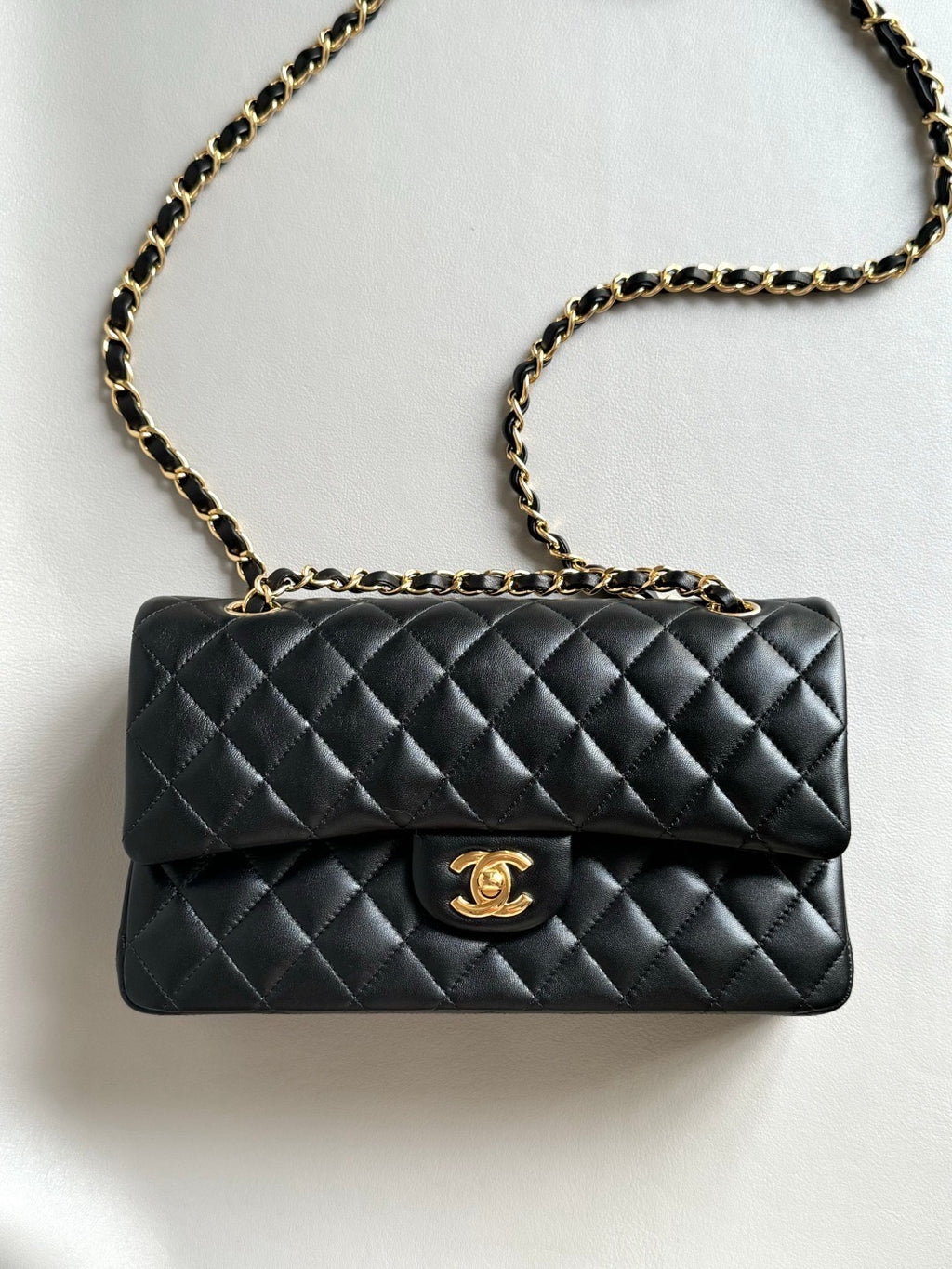 CHANEL- Classic Flag bag golden/sliver