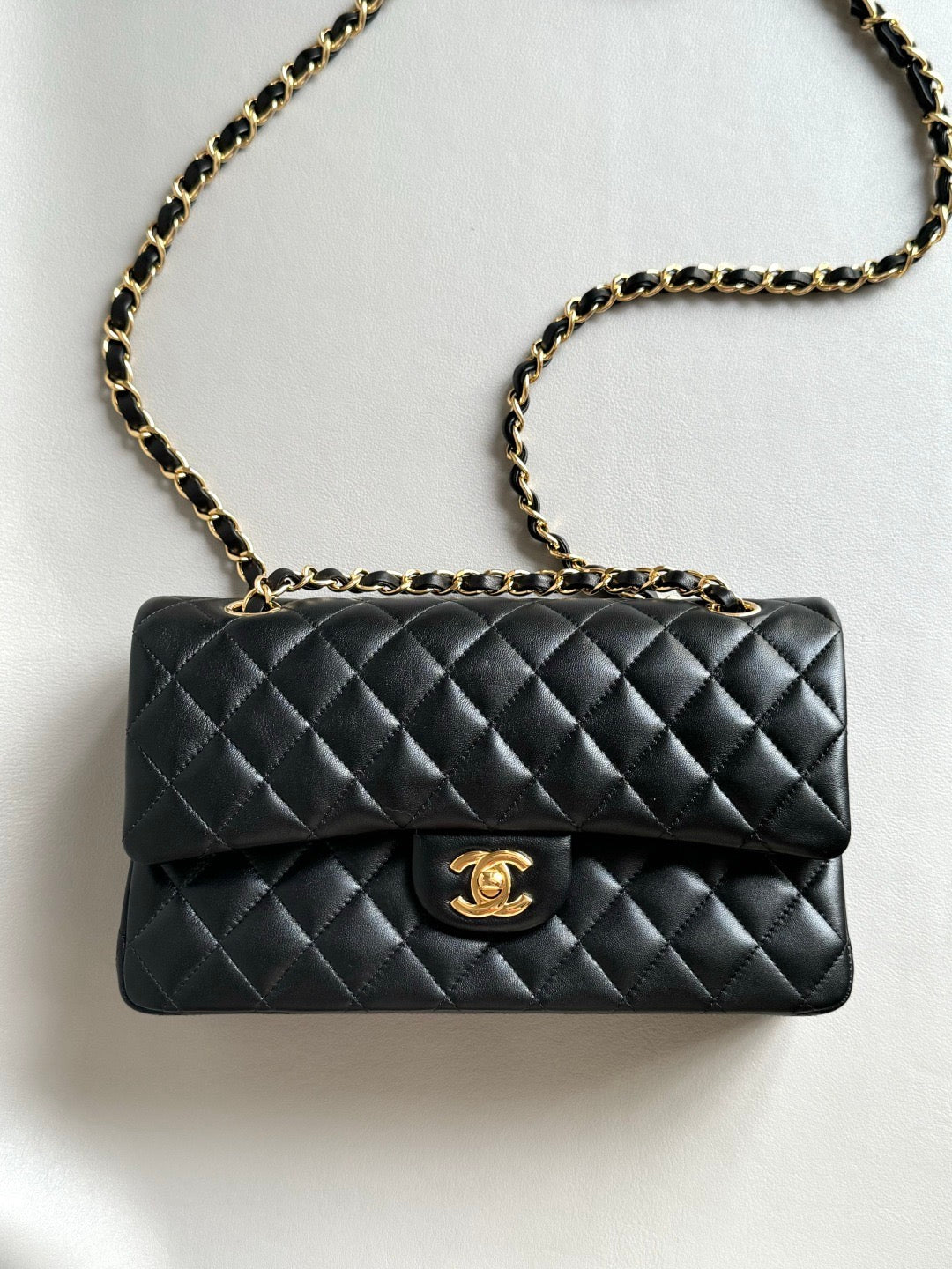 CHANEL- Classic Flag bag golden/sliver