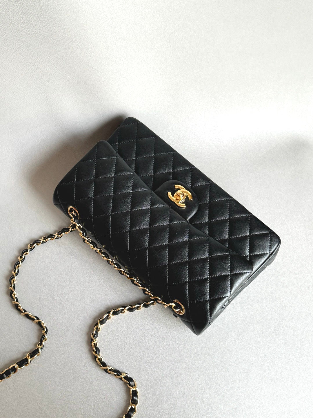 CHANEL- Classic Flag bag golden/sliver