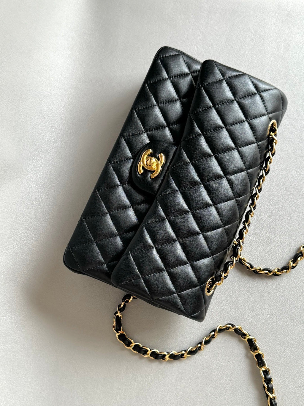 CHANEL- Classic Flag bag golden/sliver