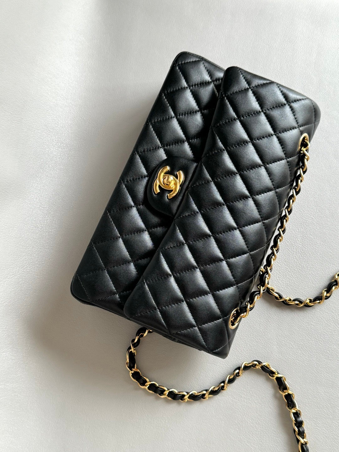 CHANEL- Classic Flag bag golden/sliver