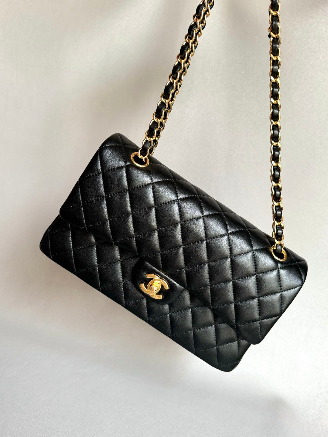 CHANEL- Classic Flag bag golden/sliver