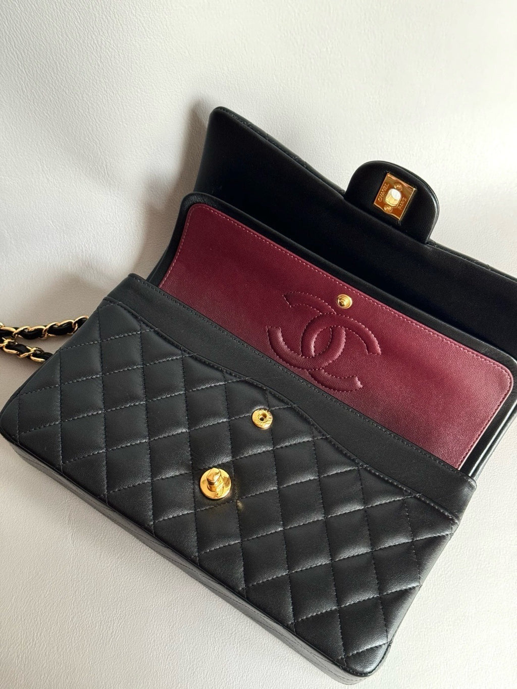 CHANEL- Classic Flag bag golden/sliver