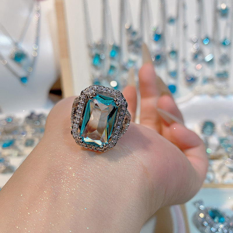 FENG SHUI - 36 Bright aquamarine ring ring and other jewelry