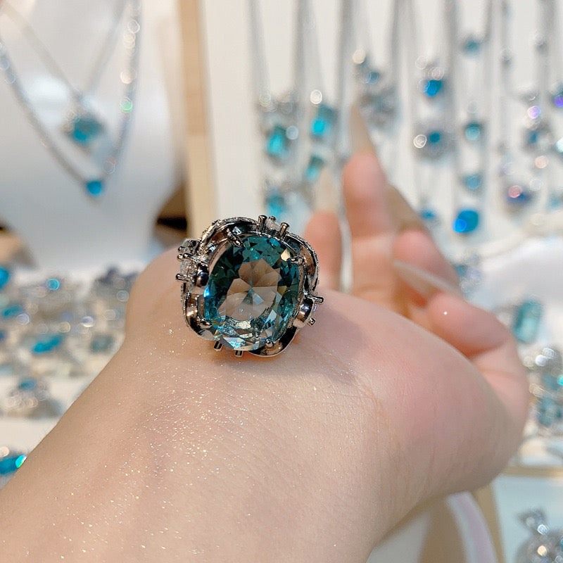 FENG SHUI - 36 Bright aquamarine ring ring and other jewelry
