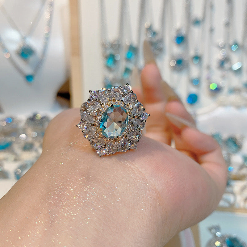 FENG SHUI - 36 Bright aquamarine ring ring and other jewelry