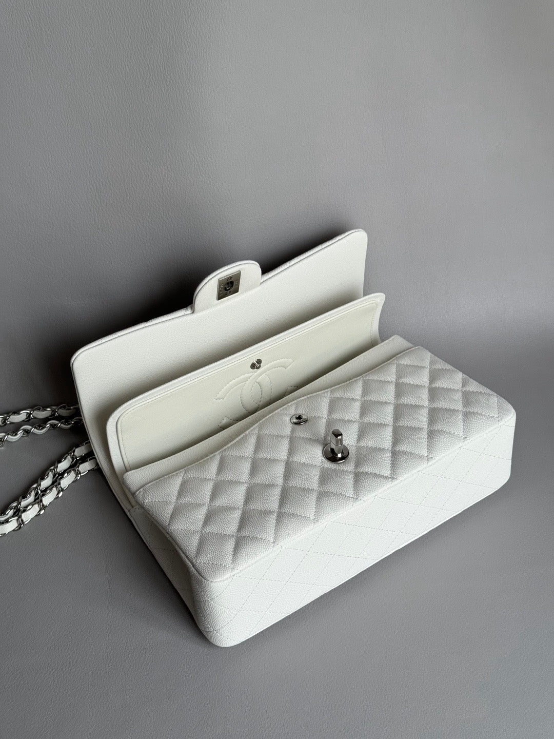 CHANEL- Classic Flag bag golden/sliver