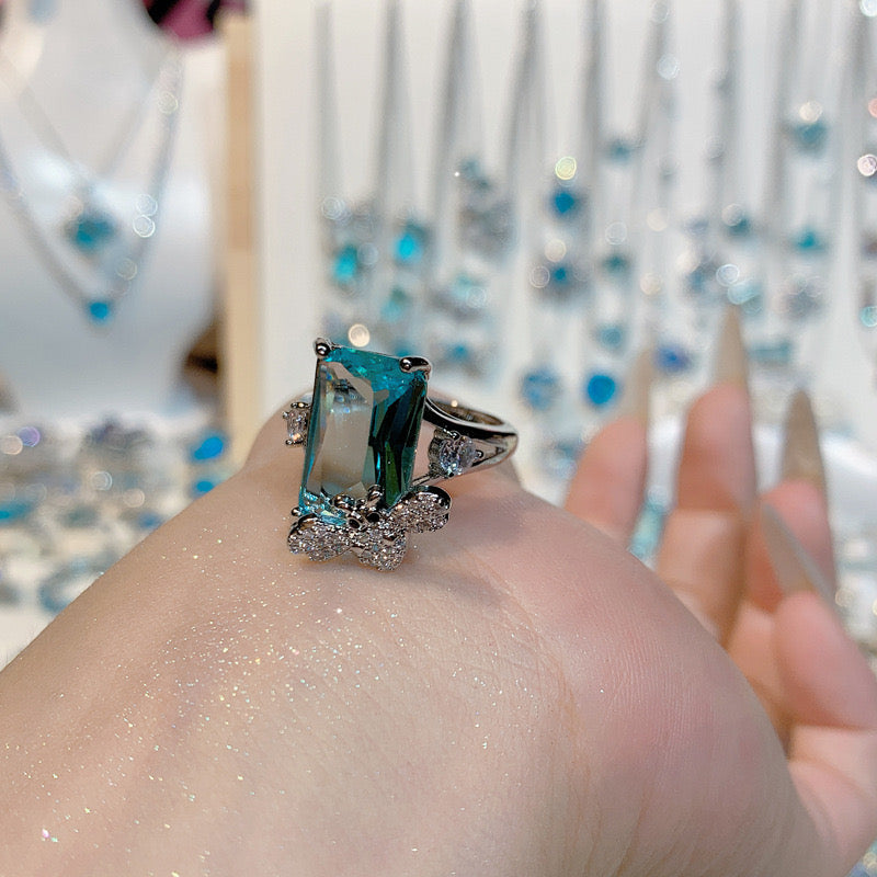 FENG SHUI - 36 Bright aquamarine ring ring and other jewelry