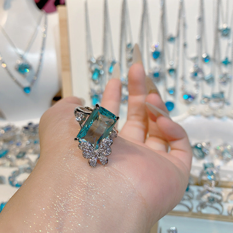 FENG SHUI - 36 Bright aquamarine ring ring and other jewelry