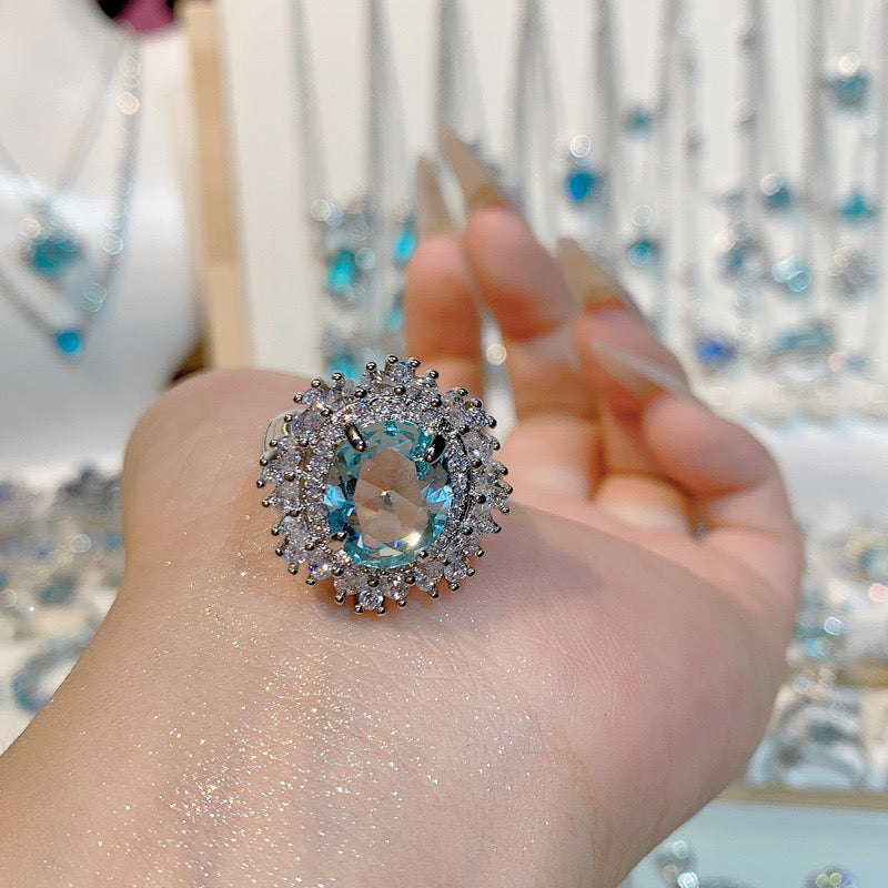 FENG SHUI - 36 Bright aquamarine ring ring and other jewelry