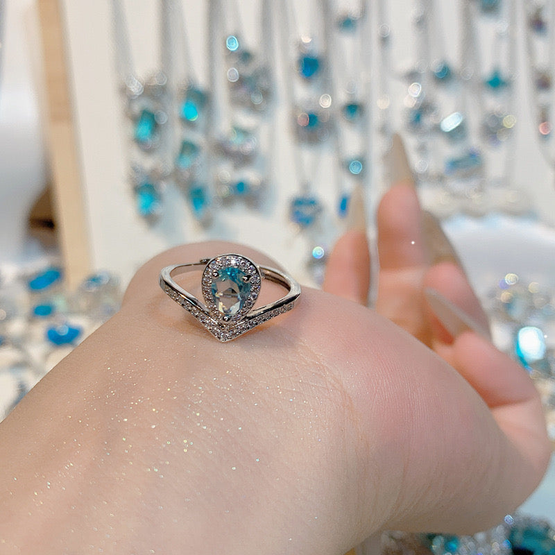 FENG SHUI - 36 Bright aquamarine ring ring and other jewelry