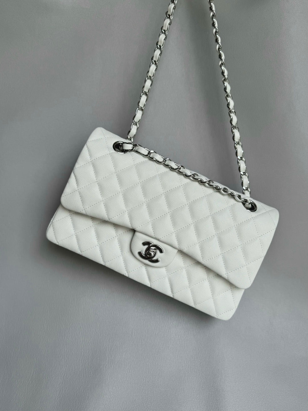 CHANEL- Classic Flag bag golden/sliver