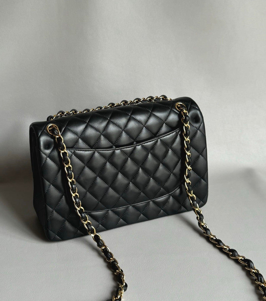 CHANEL- Classic Flag 30bag golden/sliver