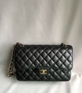 CHANEL- Classic Jumbo Flag bag golden/sliver