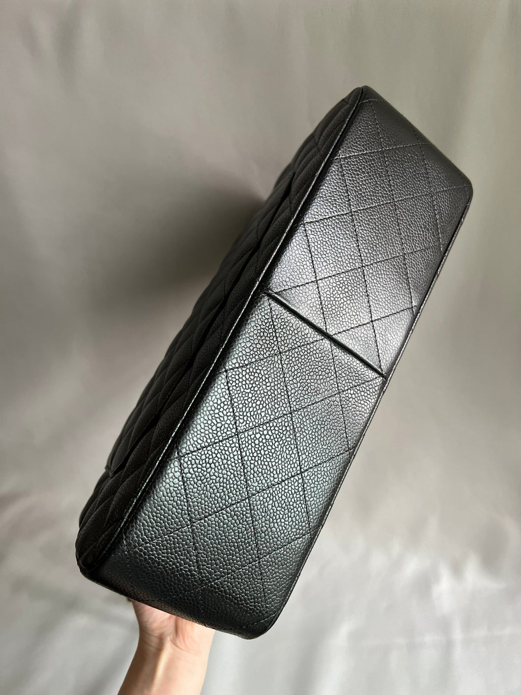 CHANEL- Classic Jumbo Flag bag golden/sliver