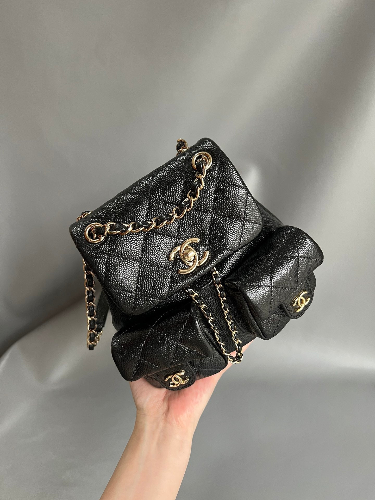 CHANEL- Duma Double bag Handle bag golden/sliver