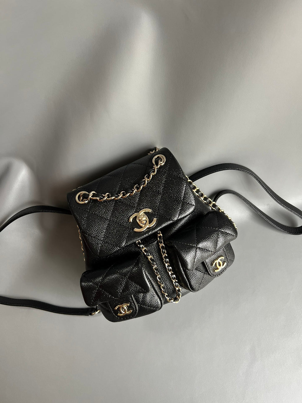 CHANEL- Duma Double bag Handle bag golden/sliver