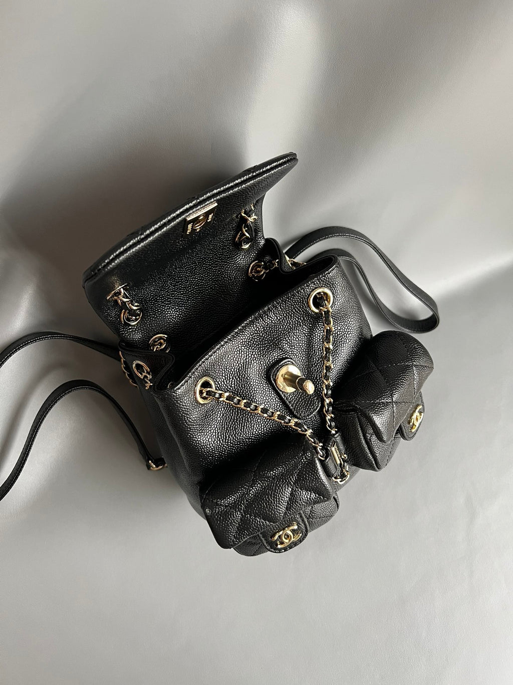 CHANEL- Duma Double bag Handle bag golden/sliver